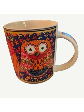 Colorful Owl-Themed Ceramic Coffee Mug Queen's Vermilion Collection